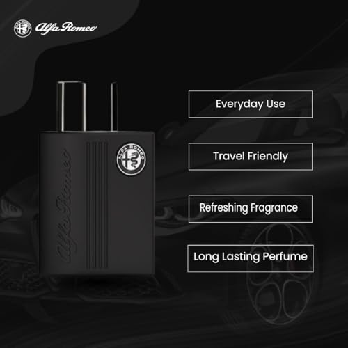 Image of Alfa Romeo BLACK Eau De Toilette (40ml) | Grapefruit, Black Rose, Dark Woodsy Notes | Long Lasting Perfume