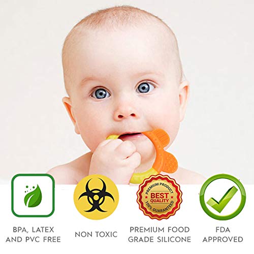 Baby Teething Toys 6 Packs BPA Free Silicone Baby Teethers, Freezer Safe Organic Infant Teething Toys Soft & Textured for Natural Brain Development - Thumbnail 4