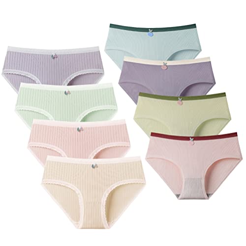 Teen Girls Soft Cotton Panties 8-Pack Teenager Assorted Mid Waist Briefs Underwear fits 10-16 Years
