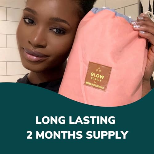 Minimo Skin Essentials Glow (Unscented) Bundle Skin Care Routine | Skin Care System Face Wash, Scrub, Serum, Toner, Moisturizer & 1 Applicator | 60 Day Supply