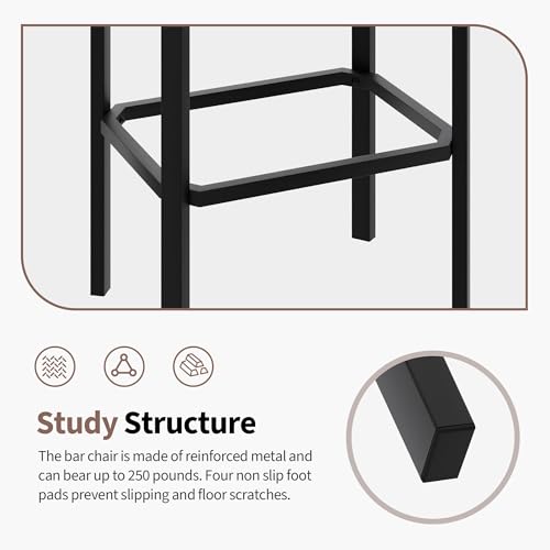 Butacos IDEALHOUSE de 24 pulgadas, set de 4 sillas para barra con tapizado en cuero PU y acolchado de 2 pulgadas, altura para mostrador, base metálica resistente, fácil ensamblaje, para isla de cocina o barra, color marrón miniatura 5