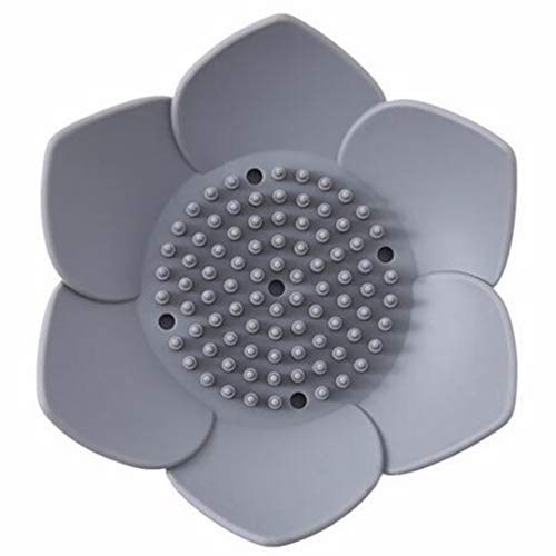 Weryffe Neuheit Blume geformt Seifenschale Halter Badezimmer Dusche Seifenbehälter Hauptdekorationen (grau) Cover