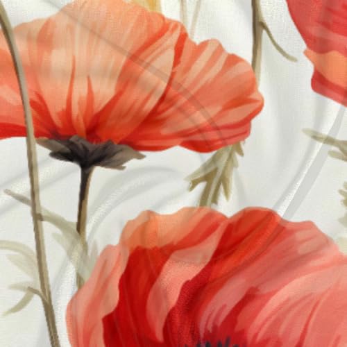 Square Silk Scarf for Women, Retro Red Poppy Flower Lightweight Women's Fashion Scarves Wraps for Hair, Breathable Neck Scarf for Ladies Girls Dressy, 23.6x23.6 in3