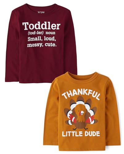 Image of The Children's Place Baby and Toddler All Holidays,Birthdays Long Sleeve Graphic T-Shirts,2 Pack
