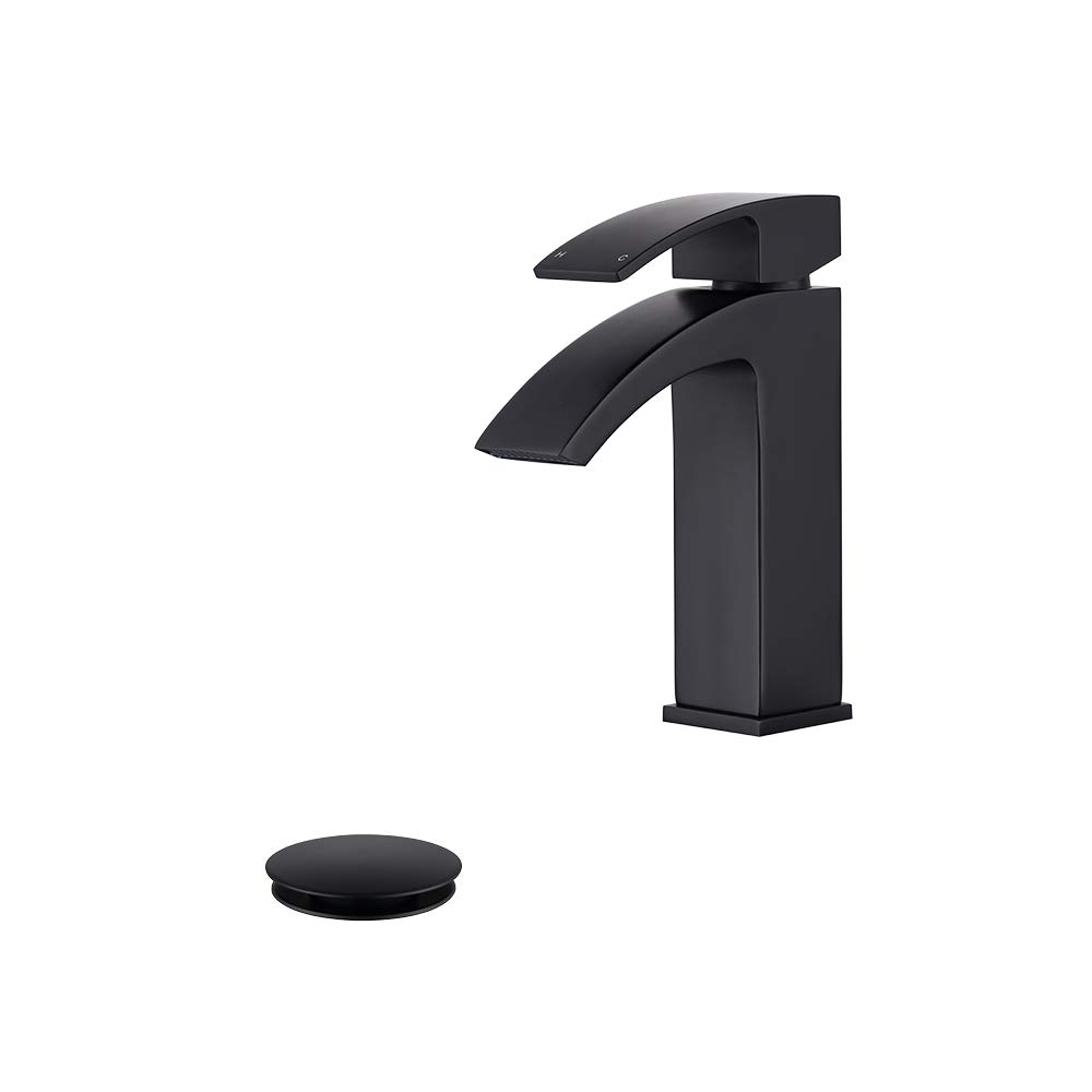 JAKARDA Single Handle Bathroom Faucet Tap With Drain Assembly Matte Black