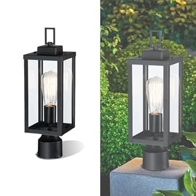WISBEAM Outdoor Post Light, Pole Lantern, E26 Base 60W Max, Metal Housing Plus Glass, ETL Qualified, Bulbs not Included