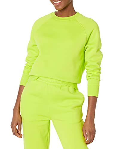 Amazon Essentials Womens Relaxed-Fit Crewneck Pullover Long-Sleeve Sweatshirt Lime Green Small