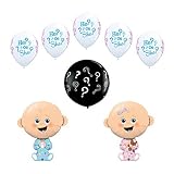8 pc Gender Reveal Party Baby Shower Balloon Decoration Kit Includes a 36 Inch Black ? Latex Reveal