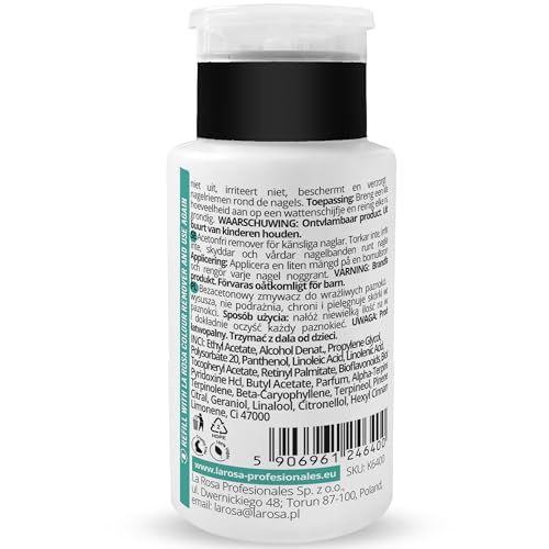 LaRosa Bezacetonowy ZMYWACZ do paznokci 190ml z pompką umożliwiającą oszczędną i wygodną aplikację - COLOUR REMOVER