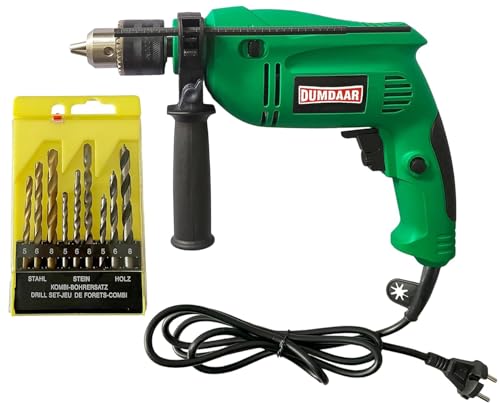 Image of Inditrust Dumdaar Impact Drill Machine Set, 700W, 100% Copper Winding, 9pc Drill Bits for Wall /Wood /Metal, (GREEN)