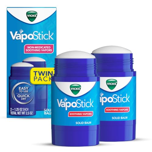 Image of Vicks VapoStick, Solid Balm, No Mess, Soothing Non-Medicated Vicks Vapors, Easy-To-Use No-Touch Applicator, Quick Dry, Lightweight Skin Feel, 1.25oz x 2