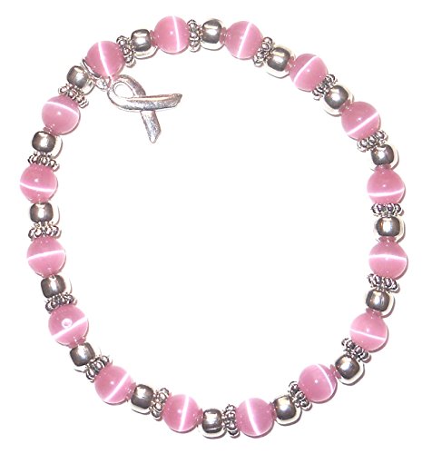 Hidden Hollow Beads Breast Cancer Awareness Bracelet, Pink Out Day, Great For Fundraising, Stretchy fits most, 6mm