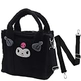 Shuyun Plush Handbag for Womens, Ladies Anime Tote with Zipper Anime Bags, Adjustable Shoulder Strap Women Satchel Bags (Black)