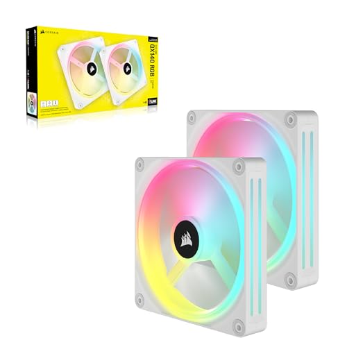 Corsair iCUE Link QX140 RGB à Dôme Magnétique de 140mm Ventilateurs - Double Ventilateurs Kit de Démarrage avec Le Hub du Système iCUE Link - Blanc