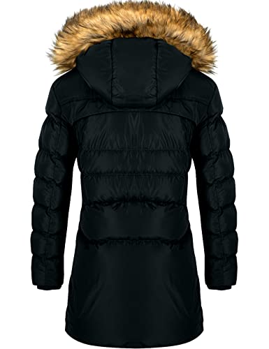 Cherfly Women's Winter Puffer Coat Heavy Warm Long Parka Down Jacket With Fur Hood,Black,Large #TOP2