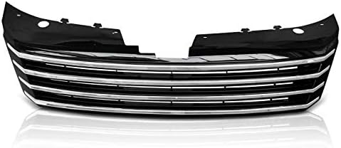 Front Grill Compatible with Volkswagen Passat B7 Saloon Variant 2010 2011 2012 2013 2014 RS-249 Front Central Sport Grill Grille Sport Chrome Black