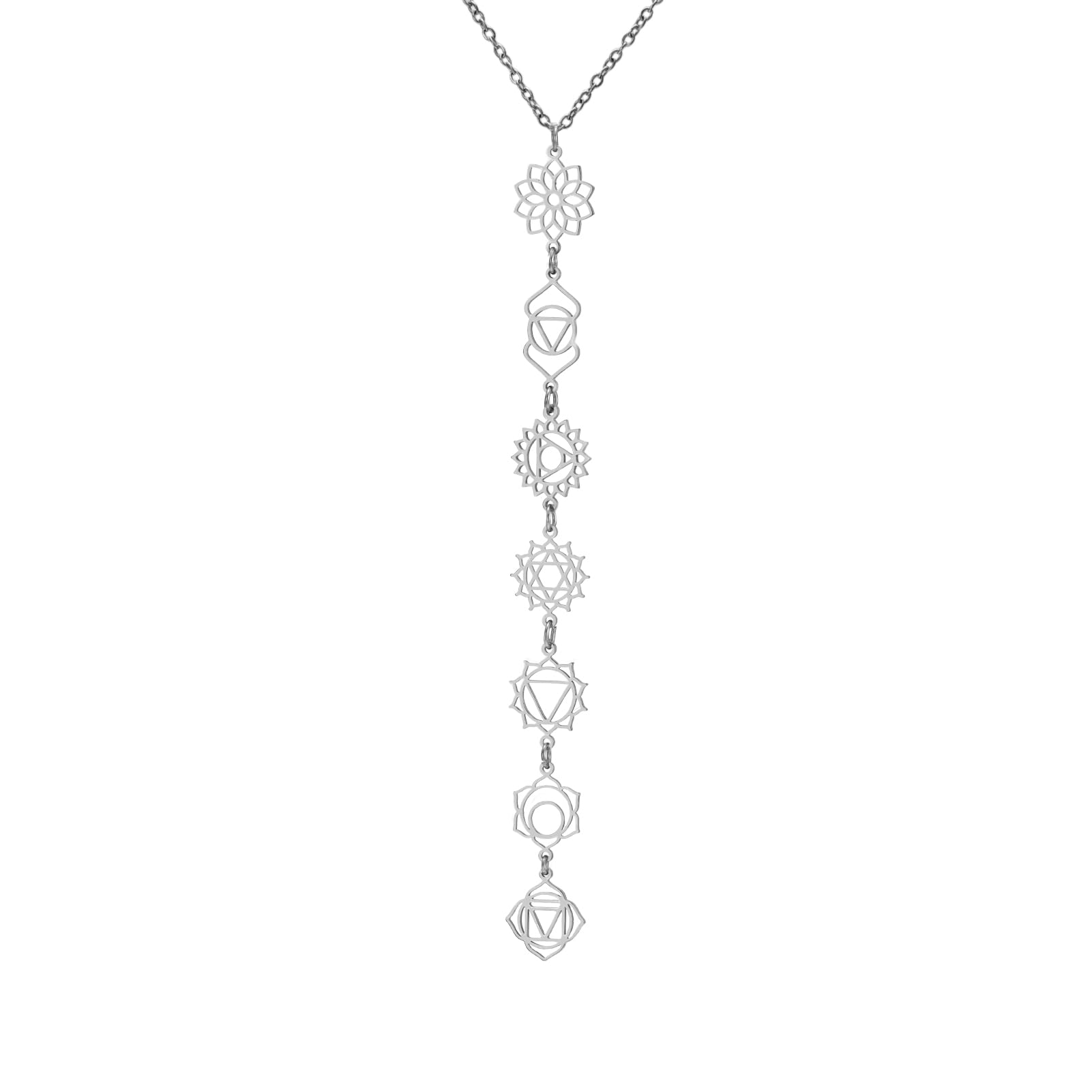 Collana 7 Chakra In Acciaio Inox Per Meditazione E Guarigione Spirituale, Regalo Yoga E Meditazione - 5