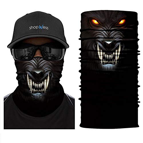 ShopINess Unisex Schlauchschal Halswärmer Neckwarmer Multifunktions schlauchtuch für Motorrad Bikes Sport Festival Halloween Karneval - Wild Wolf