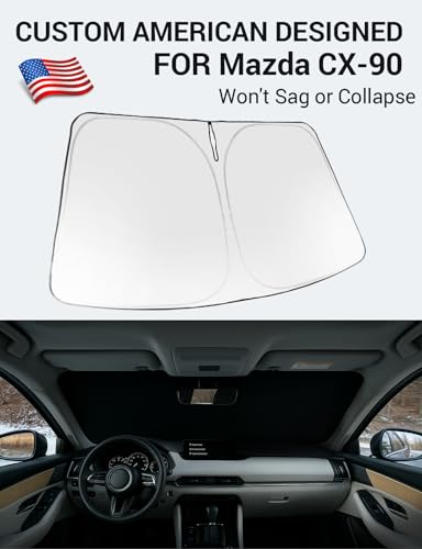Image of Proadsy 2026 Upgrade Windshield Sun Shade Custom Fit Mazda CX-90 2024 2025 2026 Foldable Front Sunshade Protector Sun Visor Blocks UV Rays Keep Car Cooler Accessories