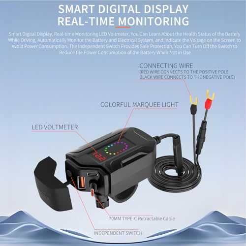 Cargador para teléfono de moto ideal para acampada y viajes por carretera con puerto Tipo-C 4