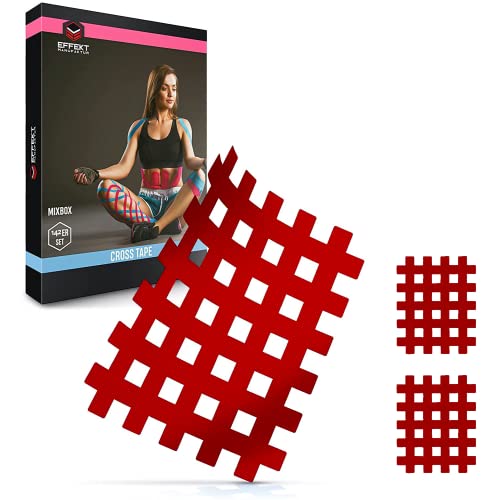 Effekt Grid Tape with Extra Strong Adhesive I 140 pcs I Waterproof Grid Plaster Cross Tape I Original Acupuncture Plaster (Red)