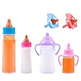 FASMAS Magic Feeding Bottle with Pacifier for Baby Doll Accessories, Play Bottles with Disappearing Milk & Juice, 6 Pieces Pretend Play Feeding Toy Set, 4 Bottles and 2 Pacifiers