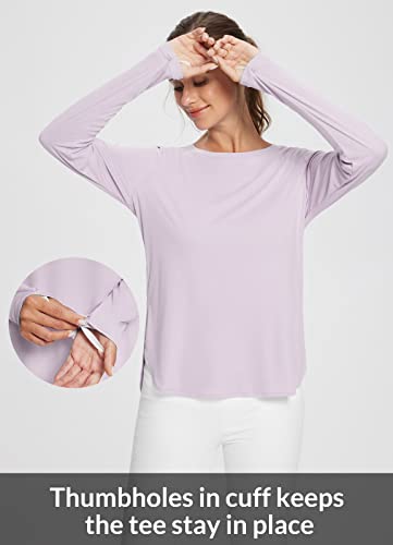 Baleaf Women's Sun Shirts Upf 50+ Long Sleeve Hiking Tops Lightweight Quick Dry Uv Protection Outdoor Clothing Light Purple L #TOP3