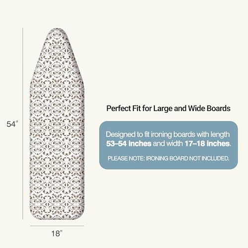 Image of Ironing Board Cover and Pad 18 inchx54 inch Extra Thick Natural Cotton, Scorch and Stain Resistant Iron Board Cover,Extra Large Iron Board Cover with Fasteners Heavy Duty Heatproof Elastic Edge Taupe