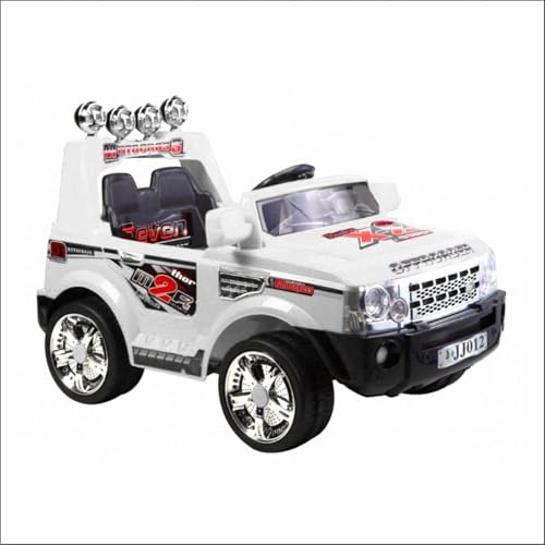 Image of Toyzone Thor Motocross Electric Car - White | Rechargeable Car 12 V | Powered by 12 ah Battery | Music Player with Bluetoooth & USB | 6 Month Warranty on Battery | Make in India | for Kids 2+ Years