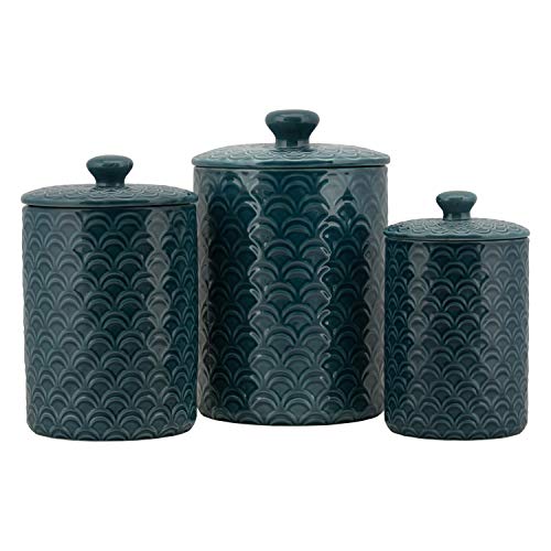 10 Strawberry Street CAN3-OCEAN-NVY Kitchen Canister Set, Set of 3, Ocean Navy