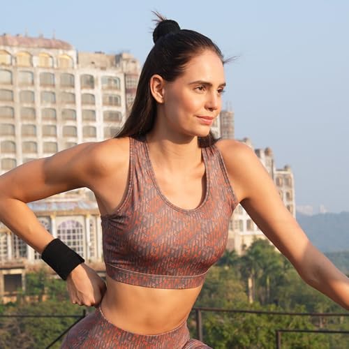 Image of SOIE Women's Medium Impact Quick Dry Padded Racerback Printed Athleisure Sports Bra