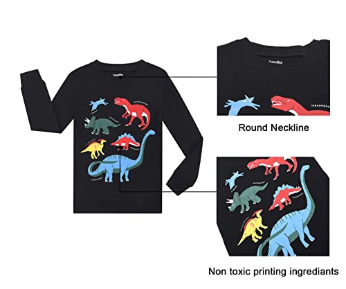 Benaive Boys Pajamas Long Sleeves Sets 100% Cotton 4 Pieces Kids School PJs Boys Sleepwear Size 2T-12 Years4