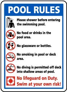Pool Rules Please Shower Before Entering The Swimming Pool.Water Proof PVC Sticker