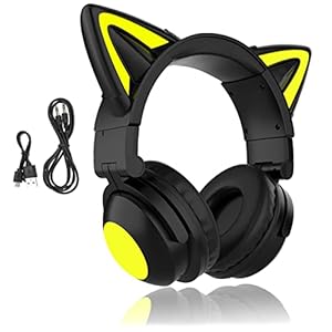 Bluetooth-koptelefoon, Kattenoor LED Oplichtende Draadloze Opvouwbare Hoofdtelefoon over Het Oor met Microfoon en Volumeregeling voor Telefoon/laptop/pc/tablet, Stereoheadset, voor Meisjes en Jongens