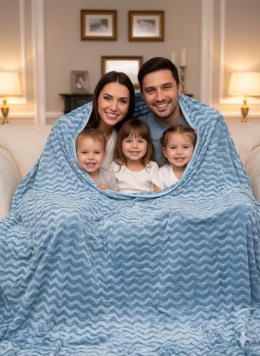 Image of Florida Solid Embossed Flannel Blanket, 230 GSM Ultra-Soft All-Season AC Blanket (Double, Sky Blue)