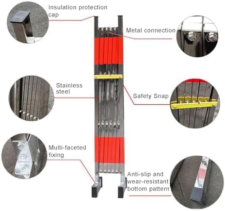 Mobil Paslanmaz Çelik Tekerlekli Korkuluk, İnşaat, Bakım ve Güvenlik Kontrolü için 3,5 m Trafik Çiti, Trafik Yönetimi için Makas Kapıları - Görsel 2