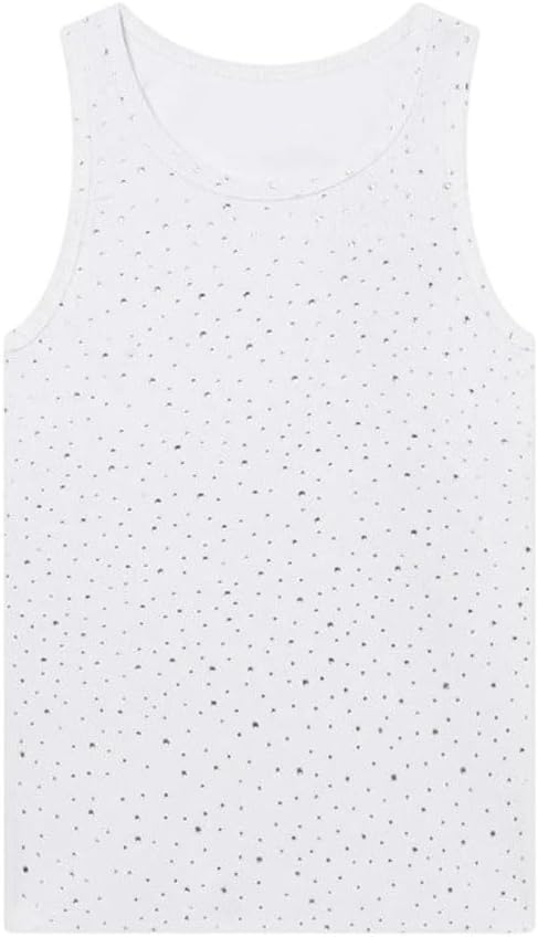 Men Tank Tops Rhinestone Hip Hop Sleeveless Cotton Vintage Summer Vest