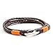 Produktbild Tribal Steel, 21 cm langes Herrenarmband aus braunem und orangefarbenem Leder, doppelt gewickelt mit Edelstahlkarabiner