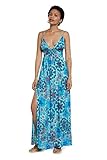 Escote V Desigual Vest_Capri Swimwear Cover Up, Azul, M para Mujer