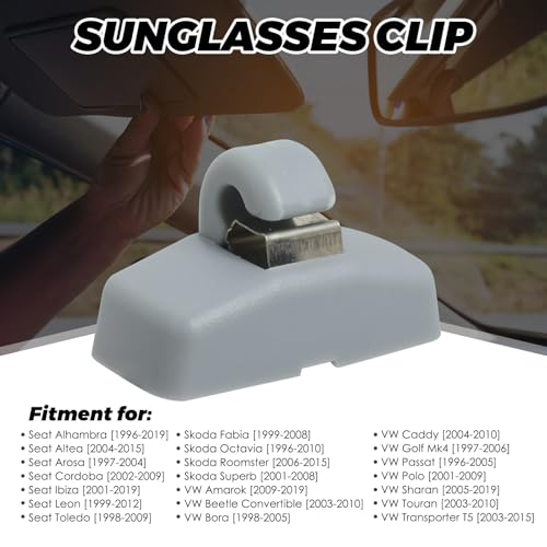 2 Stück Auto Halterung Sonnenblende,Sonnenblenden Haken Clip Kompatibel mit VW Caddy Golf Mk4 Sharan Passat Polo Amarok Transporter T5 Touran Seat Ibiza Leon Skoda Fabia Octavia Superb 3B0857561B