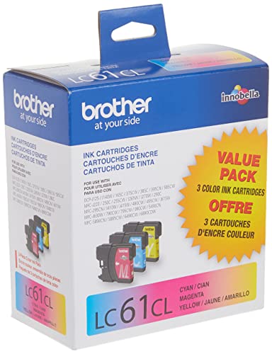 Brother Genuine Standard Yield Color Ink Cartridges, LC613PKS, Replacement 3 Pack of Color Ink, Includes 1 Cartridge Each of Cyan, Magenta & Yellow, Page Yield Up To 325 Pages/Cartridge, LC61 - image 1