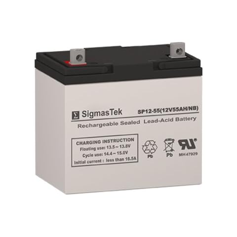 SigmasTek SP12-55 NB - 12V 55AH NB SLA Battery - Compatible with: Pride Jazzy 614, 614HD, Jet 2 HD, 614HD, 600 XL, Universal Power UB12550 (45825), Invacare m94, M91, Xterra GT Cover