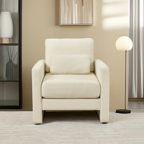 Sillón Plegable Chenille Beige miniatura 1