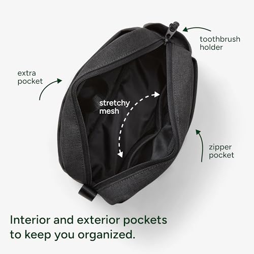 Halfday Sidecar Toiletry Bag | Travel Organizer for Men & Women with Waterproof Pouch, Mesh Pockets, Toothbrush Holder, Hanging Loop (Lightweight, Durable, Water-Resistant), Shadow3