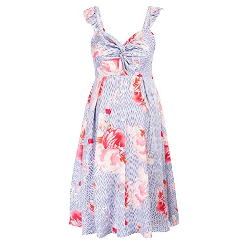Maacie Grossesse Robe pour Femme de Maternité Robe Soirée Courte d'été sans Manches Rose Floral MC93S21-1 M Cover