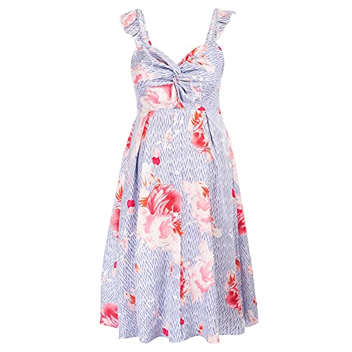 Maacie Grossesse Robe pour Femme de Maternité Robe Soirée Courte d'été sans Manches Rose Floral MC93S21-1 M