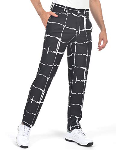 Men's Golf Pants Plaid Tapered Stretch Khaki Tech Relaxed Fit Checkered Size 40 Stripe #TOP1