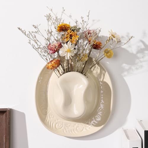 Hanging Wall planters for Indoor Plants, Ceramic Cowboy Wall vases