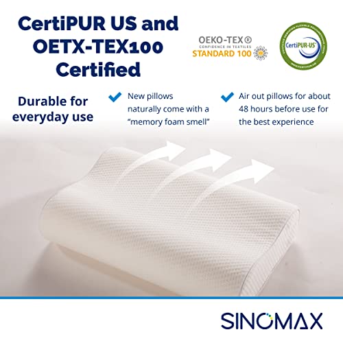 Sinomax Contour Memory Foam Neck And Cervical Pillow - Golden Diamond Neck Pillow For Back Support And Side Sleepers - 21 X 14 X 4-5 Inches (Standard) #TOP6