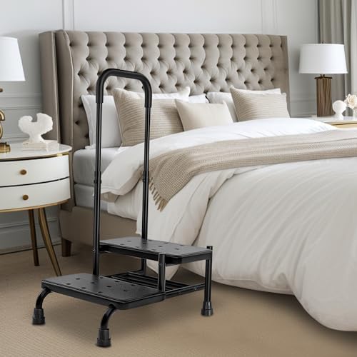 REAQER Escalón para bañera con asa, Escalera de Seguridad móvil para Personas Mayores para Camas, vehículos y bañeras(Negro)